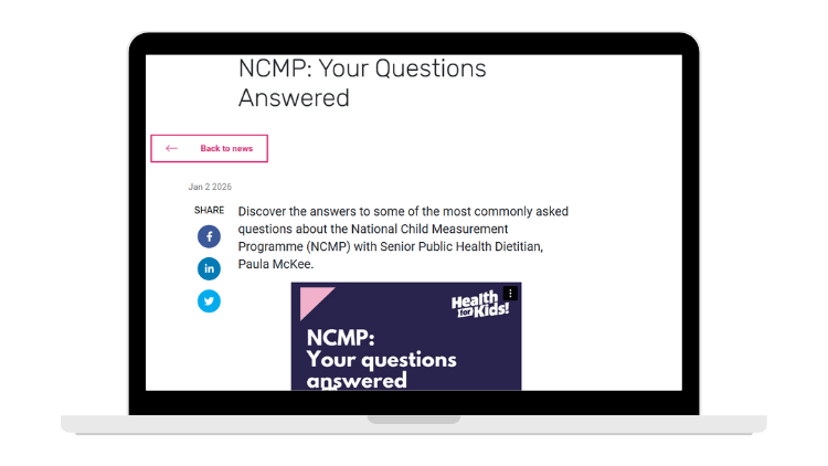 Image of the NCMP Your Questions Answered webpage on Health for Kids