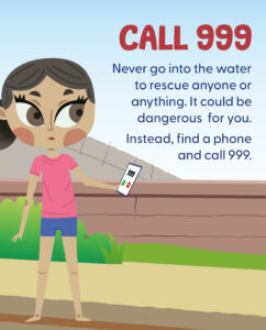 A cartoon of a person calling 999